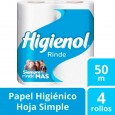 PAPEL HIGIENICO HIGIENOL POP/RINDE 4X50 mt ( u x b 12)